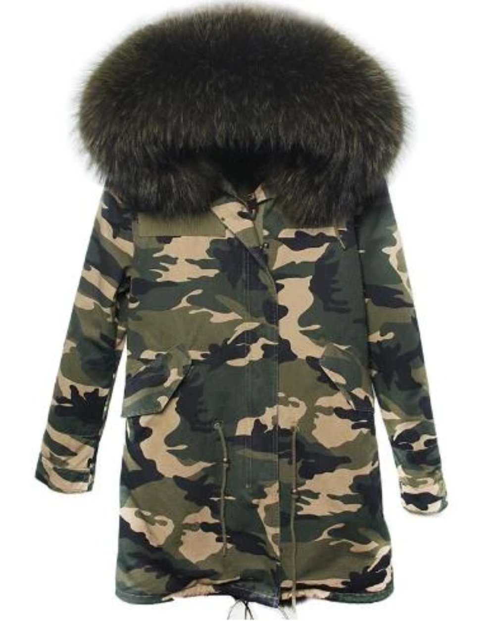 Women's Winter Casual Hooded Long Parka With Raccoon Fur