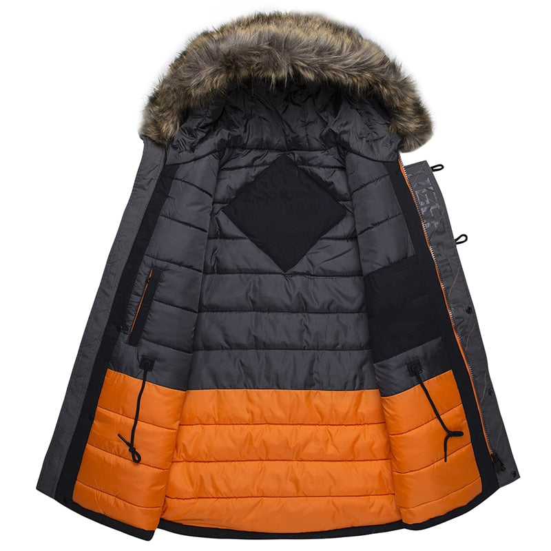 Men's Winter Casual Thick Padded Parka With Raccoon Fur