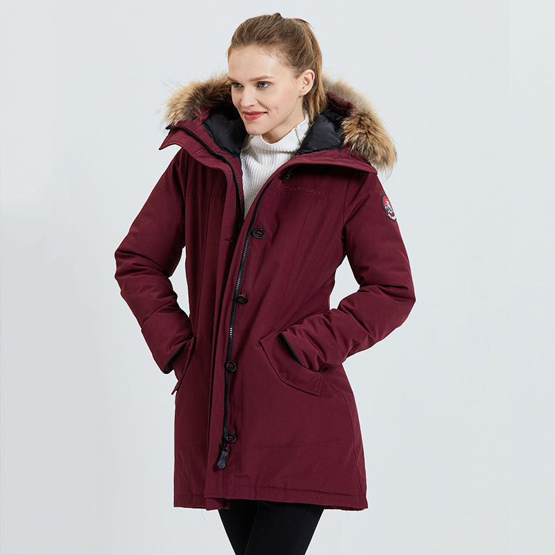 Women's Winter Casual Waterproof Thick Parka With Raccoon Fur