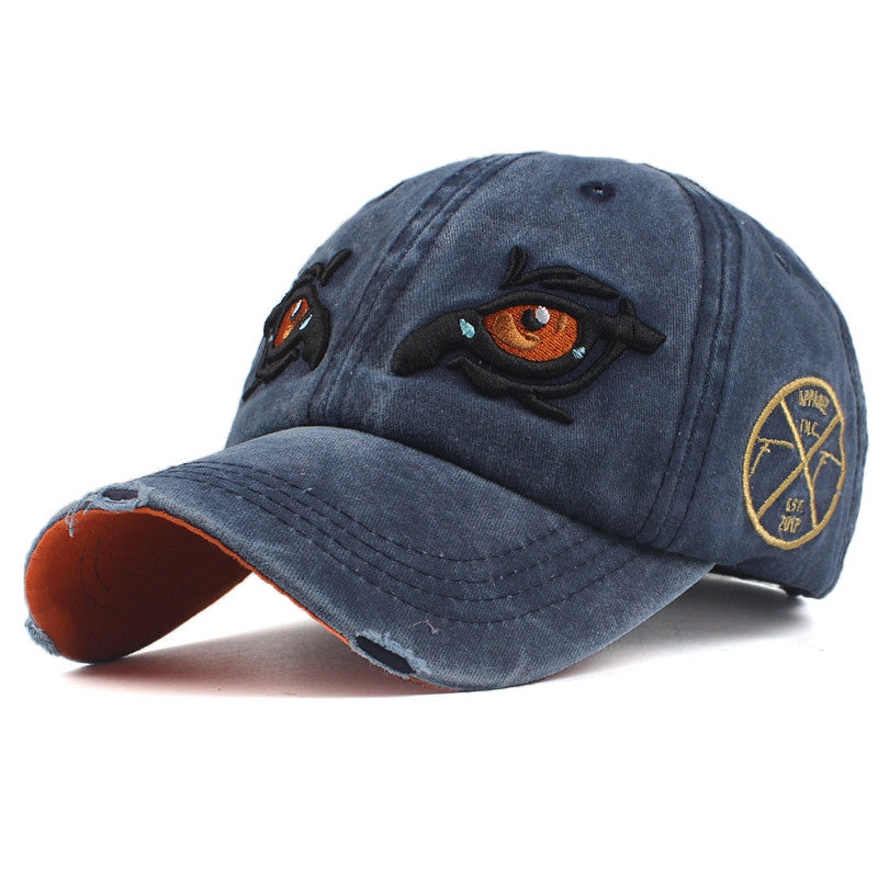 Men's/Women's Cotton Baseball Cap With Embroidered Eyes