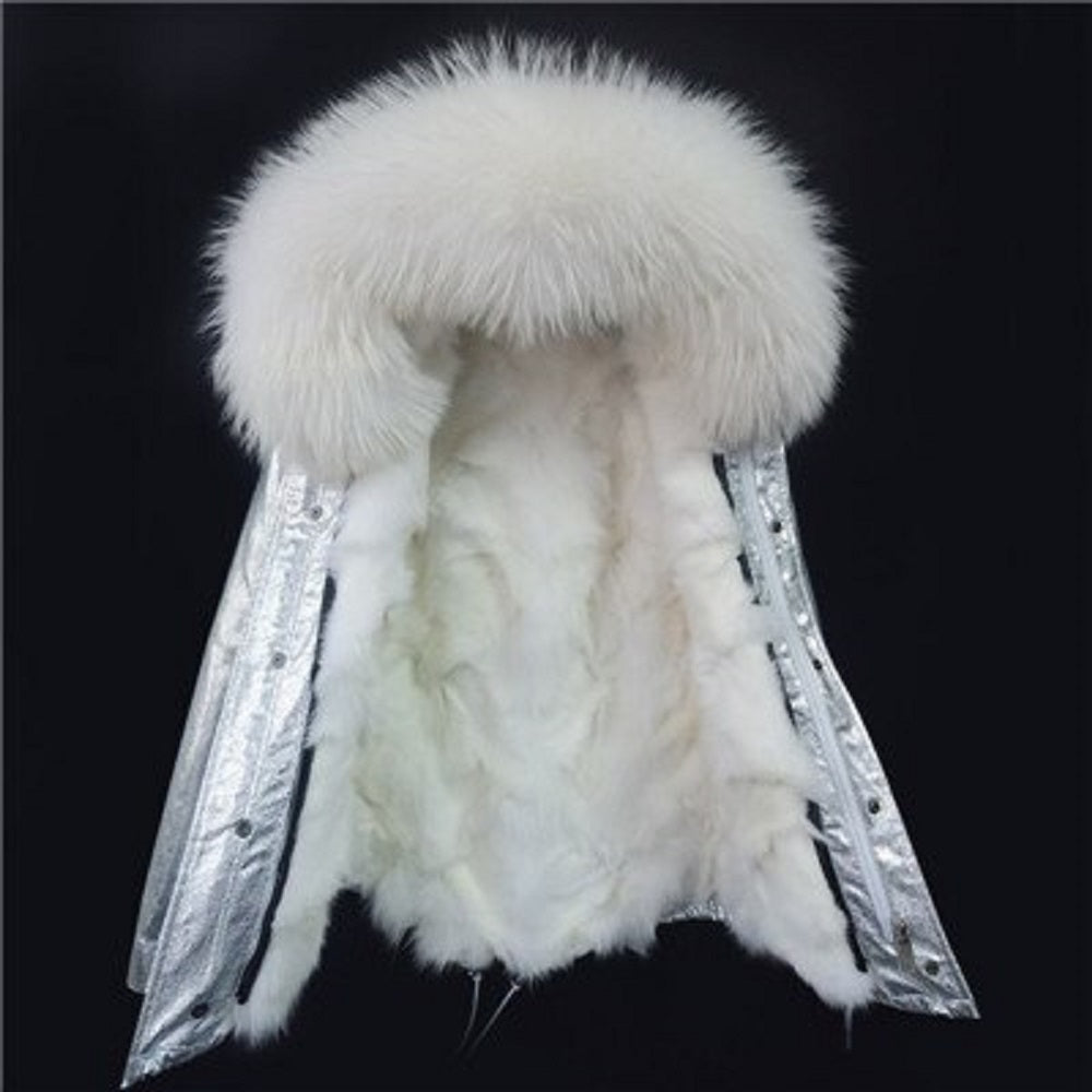 Women's Winter Casual Short Thick Warm Parka With Raccoon Fur