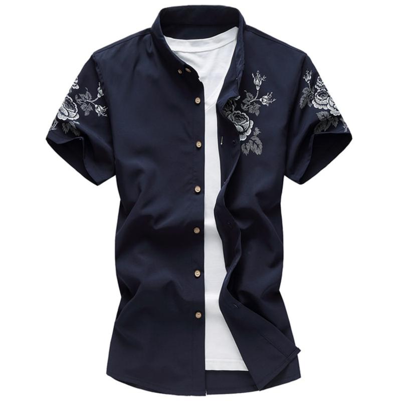 Men's Summer Casual Short Sleeved Shirt With Floral Print | Plus Size