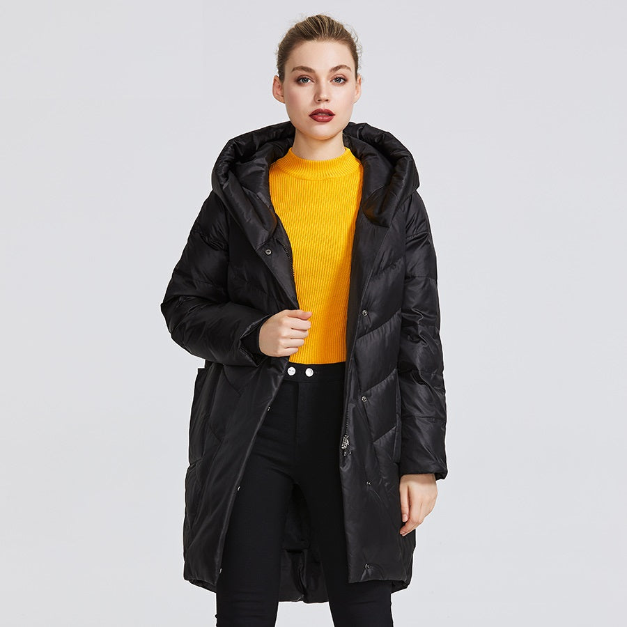 Women's Winter Polyester Thick Warm Coat With Pockets