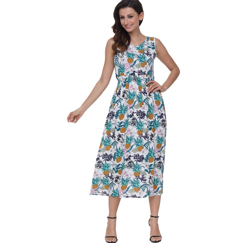 Women's Summer Casual High-Waist Long Dress With Print