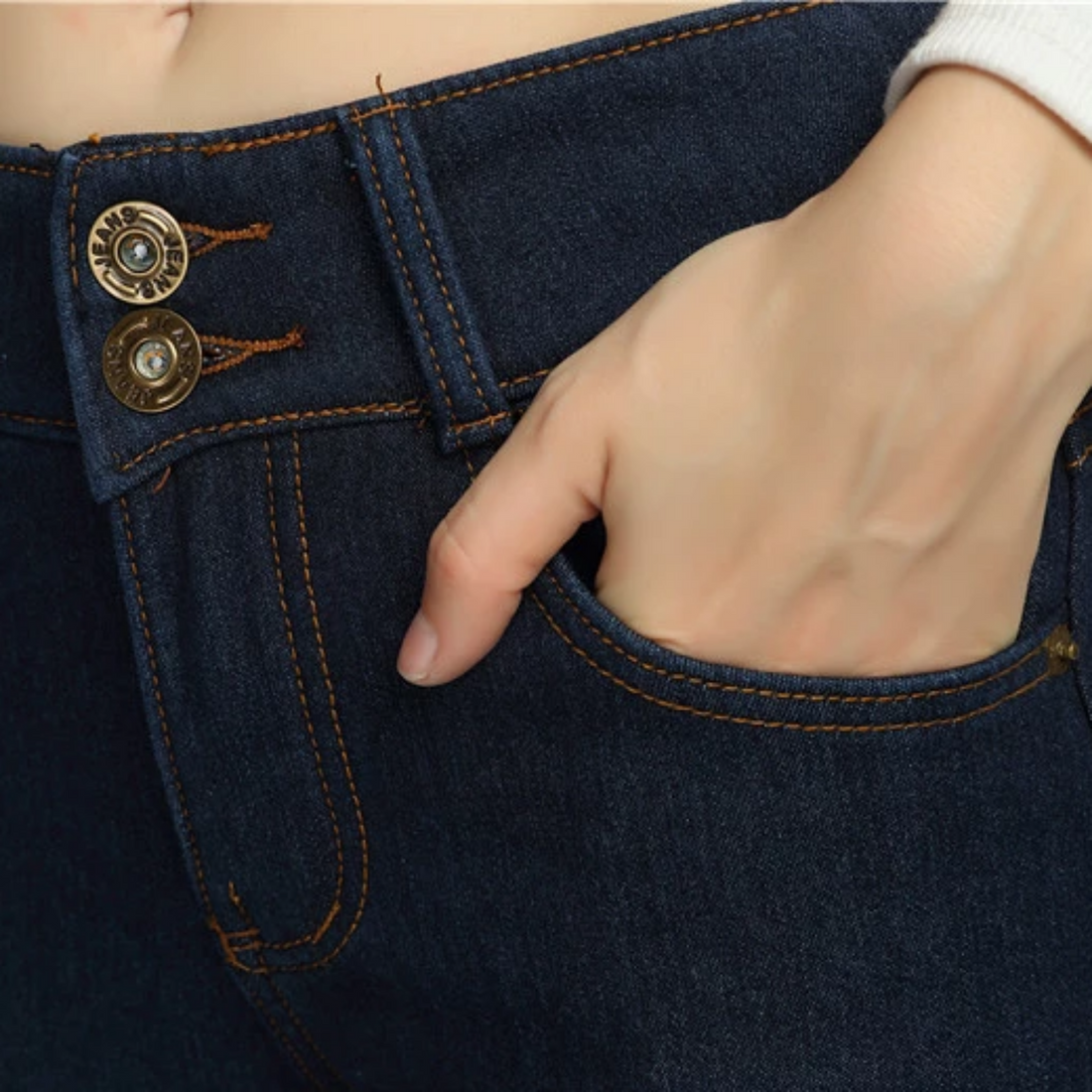 Women's Winter Casual High-Waist Skinny Warm Jeans
