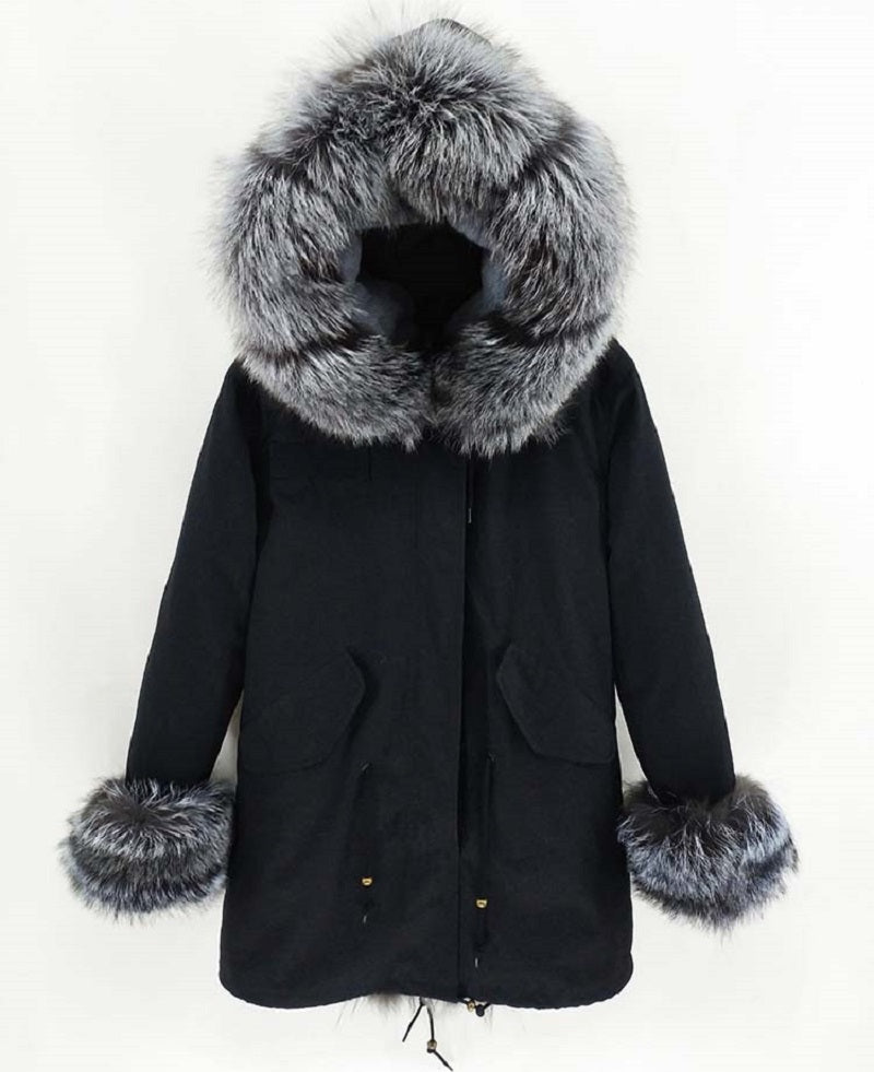 Women's Winter Casual Detachable Thick Parka With Fox Fur