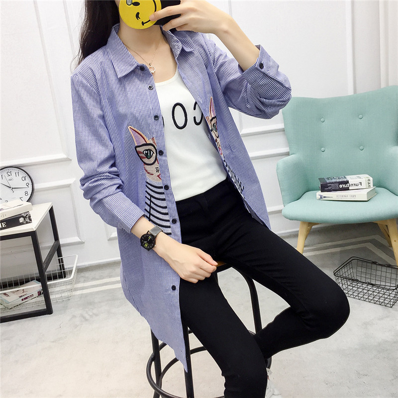 Women's Summer/Autumn Casual Long-Sleeved Shirt With Print