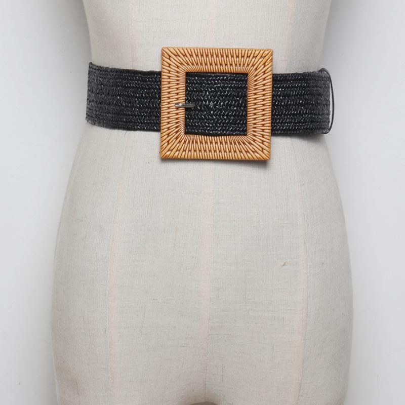Women's Summer Elastic Belt With Square Buckle