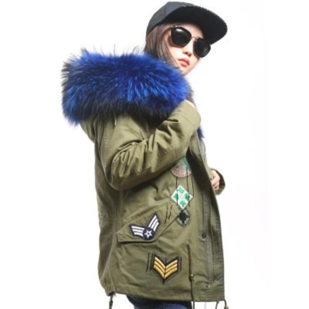 Women's Winter Casual Acrylic Short Parka With Raccoon Fur