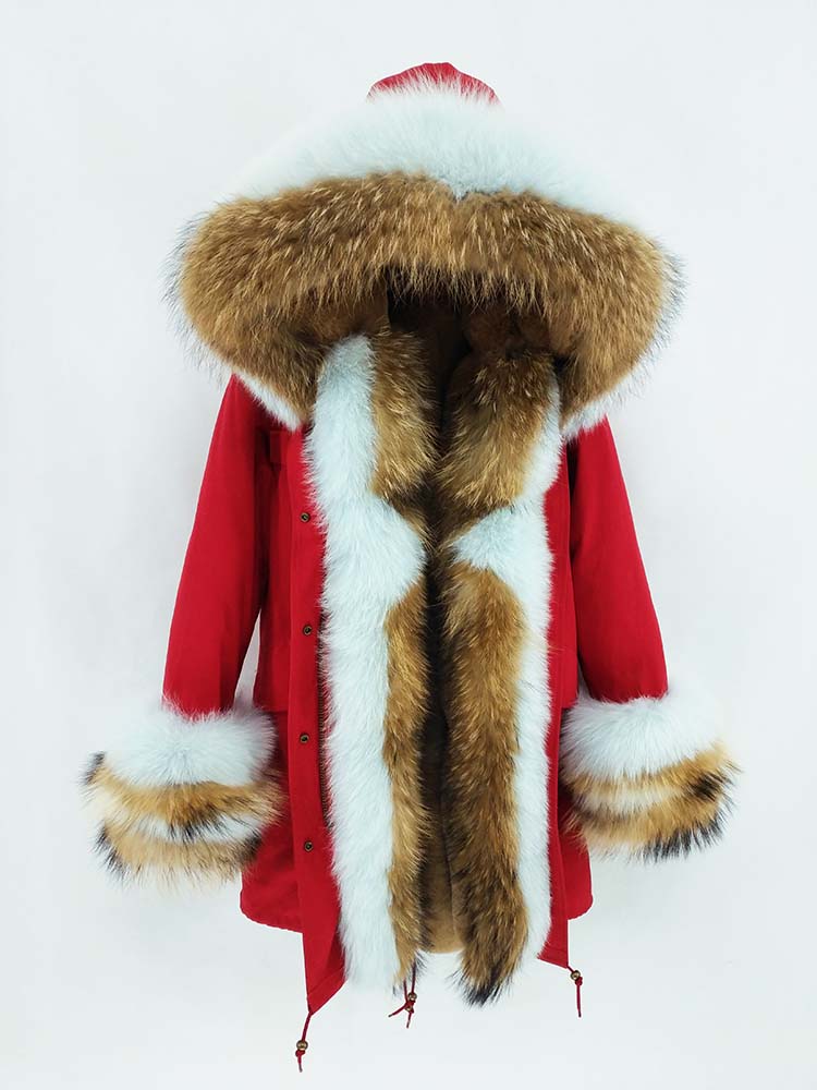 Women's Winter Casual Thick Long Warm Parka With Raccoon Fur