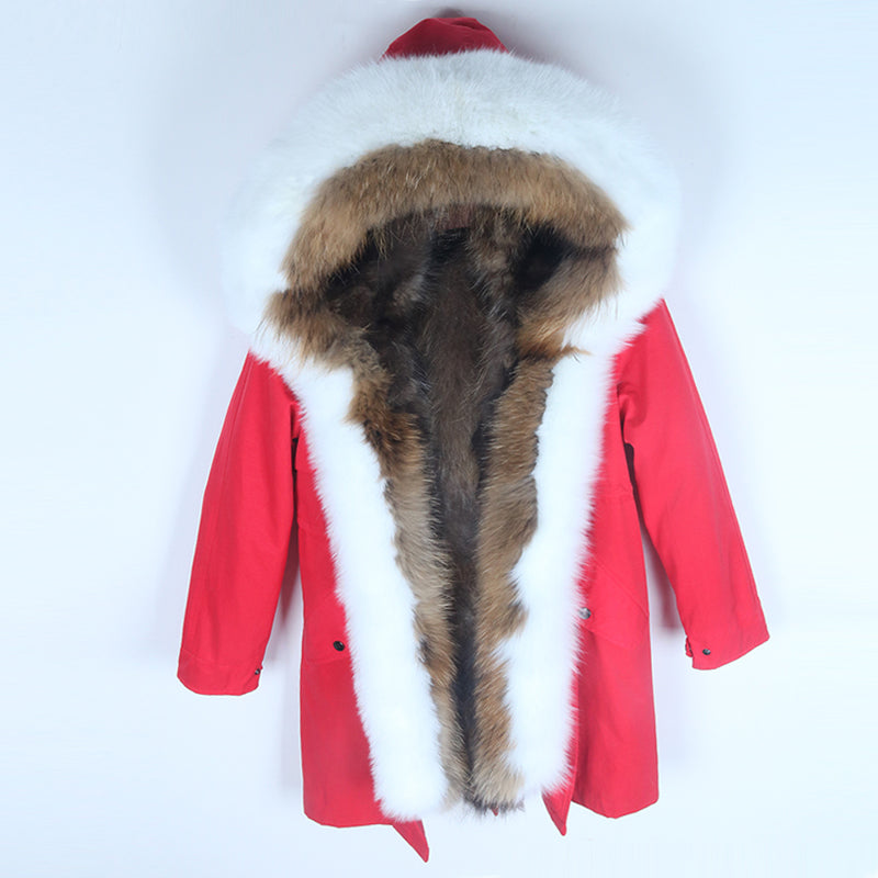 Women's Winter Casual Long Warm Parka With Raccoon Fur