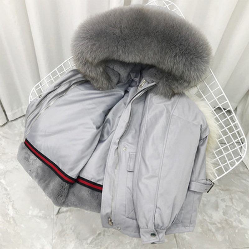 Women's Winter Casual Short Hooded Parka With Fox Fur