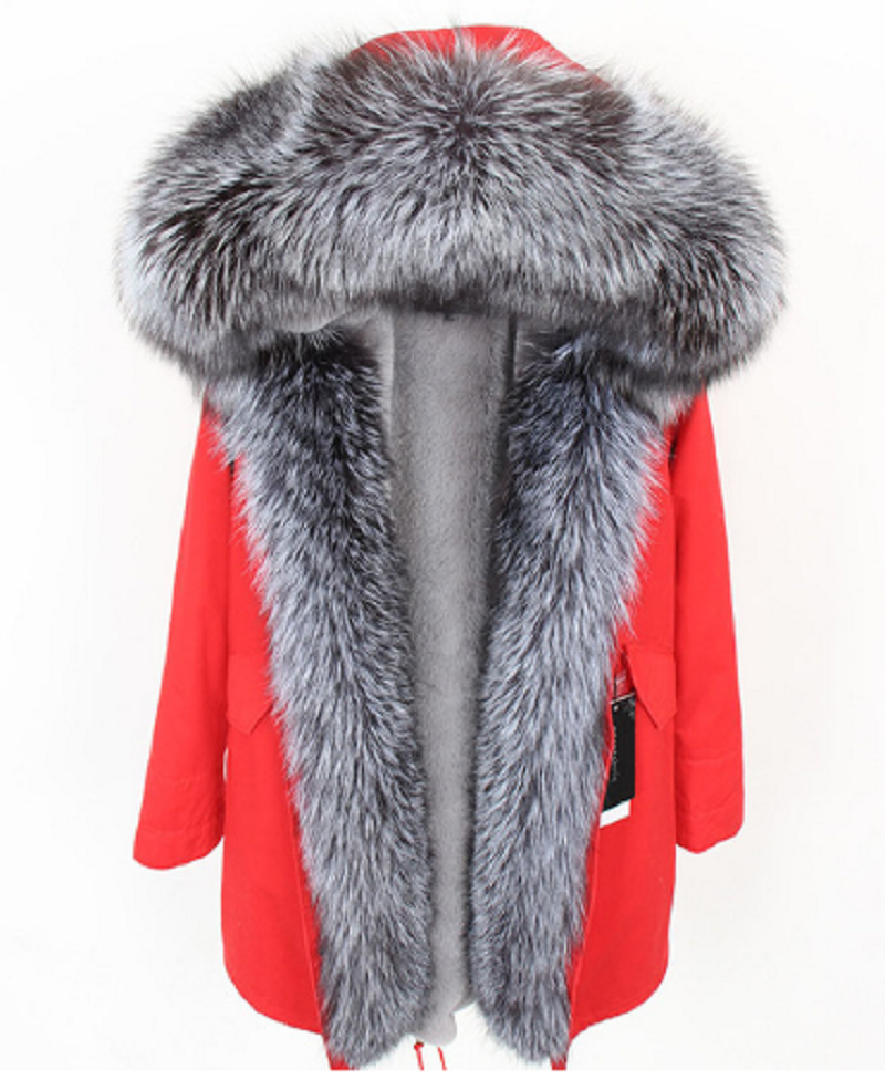 Women's Winter Casual Warm Slim Long Parka With Fox Fur