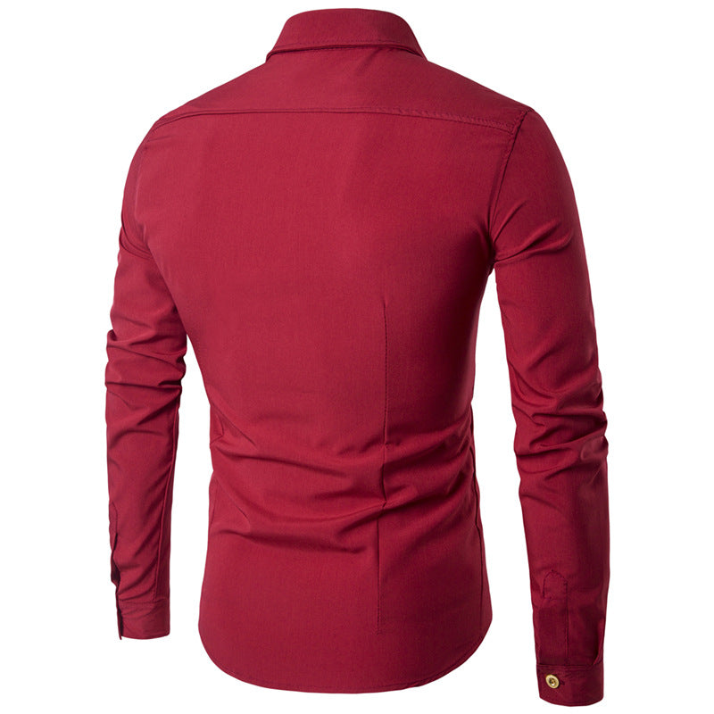 Men's Spring Double Breasted Long Sleeved Shirt