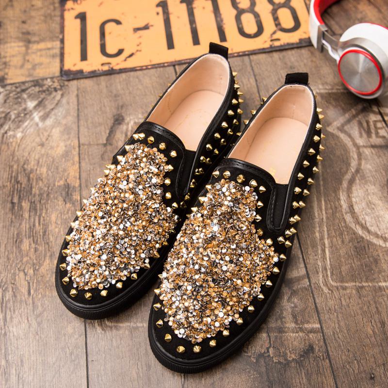 Men's Slip-Ons With Rivets And Sequins