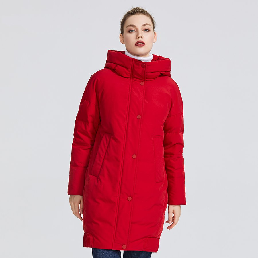 Women's Winter Windproof Polyester Hooded Parka