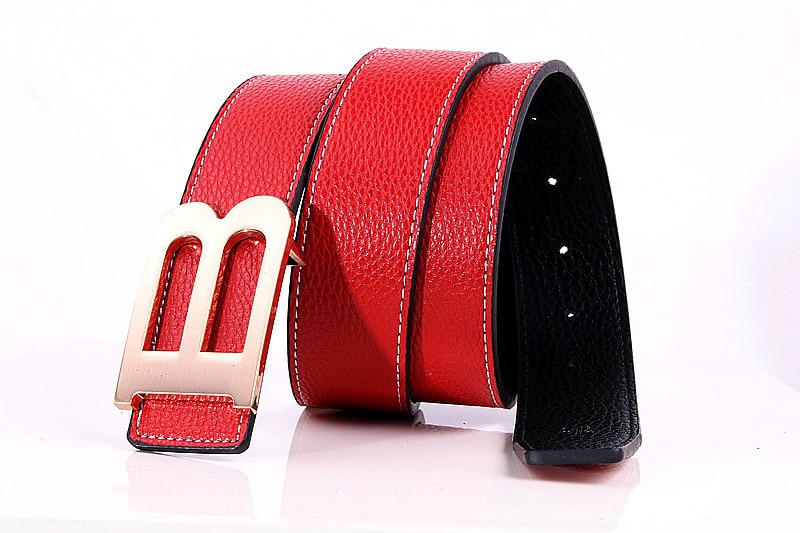Women's Casual Leather Belt With B-Shaped Buckle