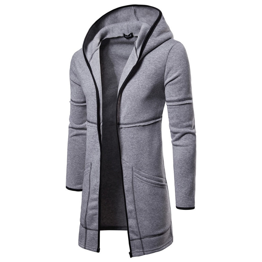 Men's Long Sleeved Hooded Coat