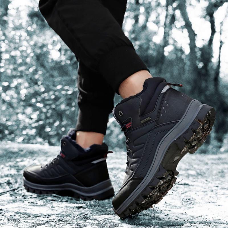 Men's Winter Waterproof Ankle Boots With Plush