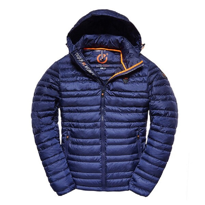 Men's Spring Casual Polyester Padded Hooded Coat