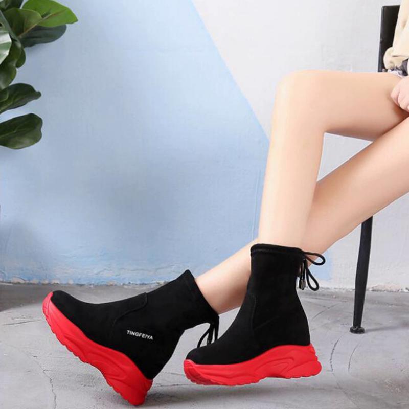 Women's Leather Platform Ankle Boots