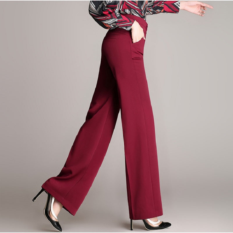 Women's Casual Polyester High-Waist Loose Pants