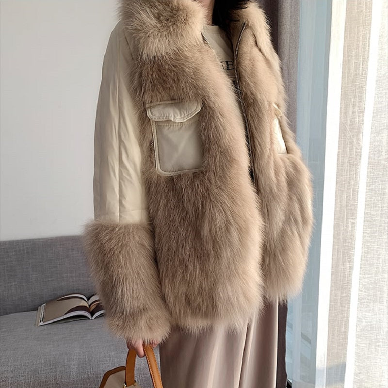 Women's Winter Casual Thick Loose Coat With Fox Fur