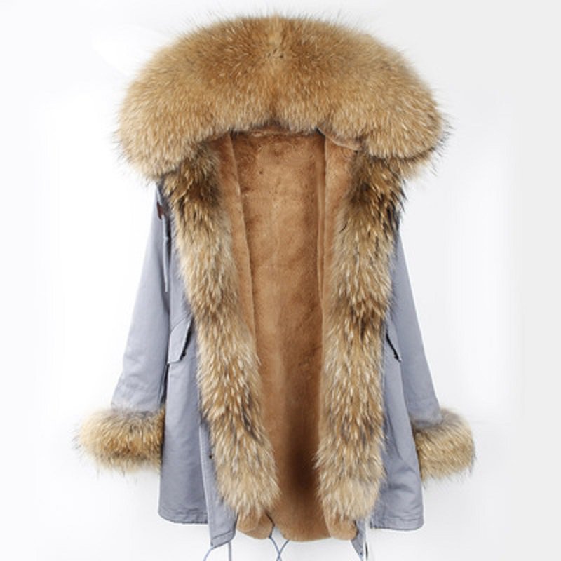 Women's Winter Casual Thick Hooded Parka With Raccoon Fur