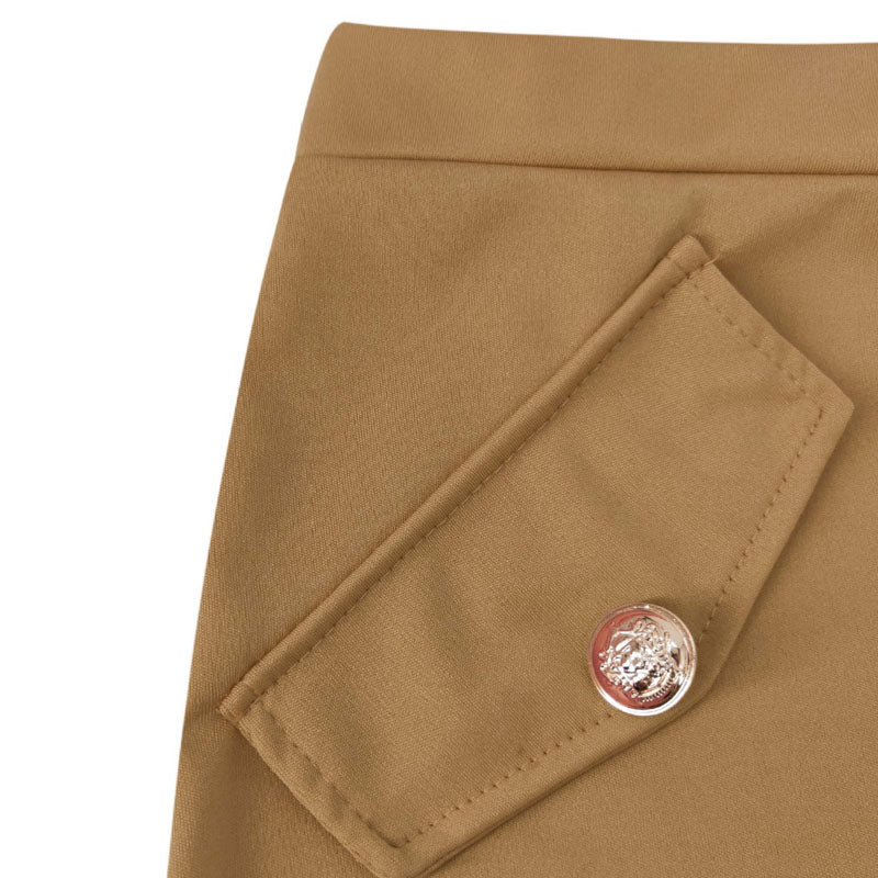 Women's Cotton Midi High-Waist Skirt With Buttons