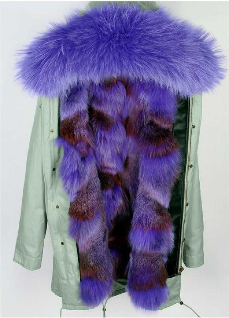 Women's Winter Casual Slim Long Parka With Fox Fur