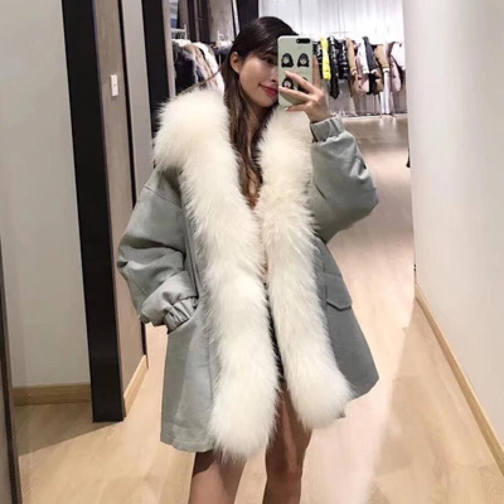 Women's Winter Casual Warm Long-Sleeved Parka With Raccoon Fur