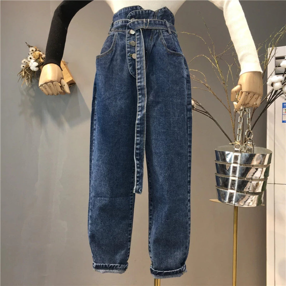Women's Autumn High Waist Loose Denim Jeans