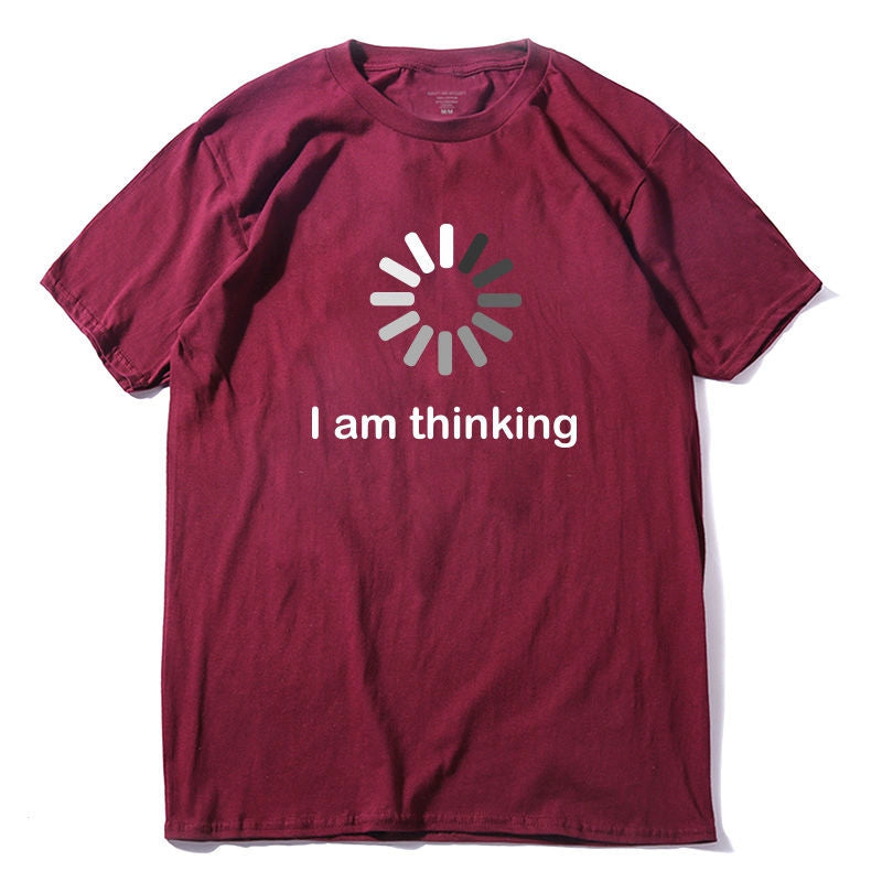 Men's Summer Casual O-Neck T-Shirt "I Am Thinking"