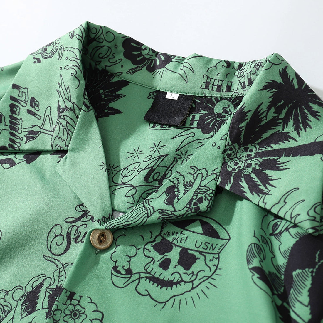 Men's Summer Casual Short Sleeved Shirt With Skulls Print