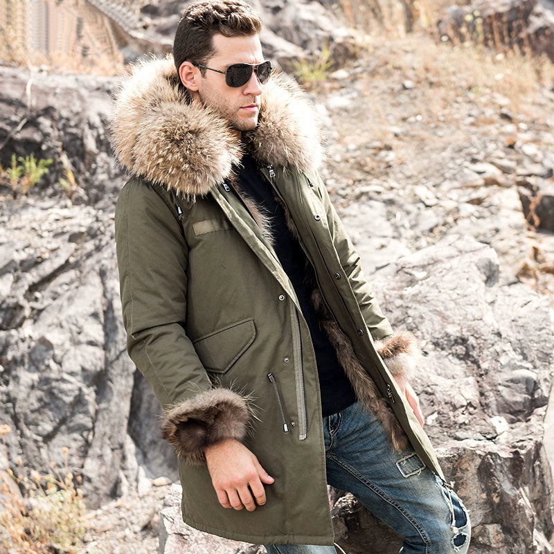 Men's Winter Warm Fur Parka With Removable Lining
