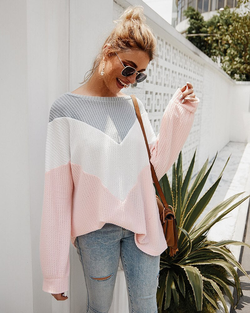 Women's Loose Knitted Long Sleeve Sweater
