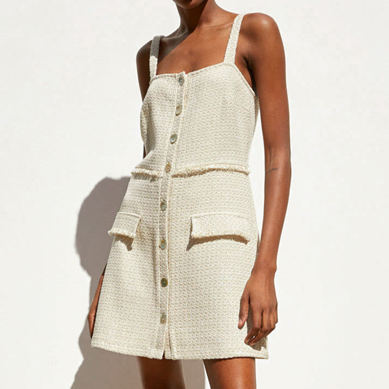 Women's Summer Casual Knitted Short Buttoned Dress