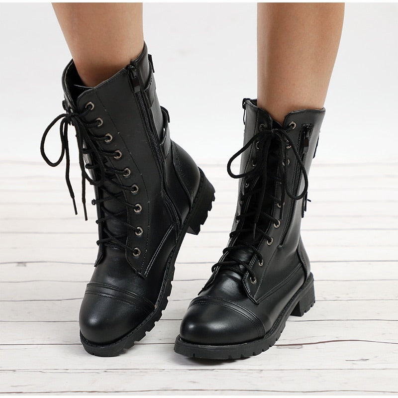 Women's Autumn Platform Lace Up Boots | Plus Size