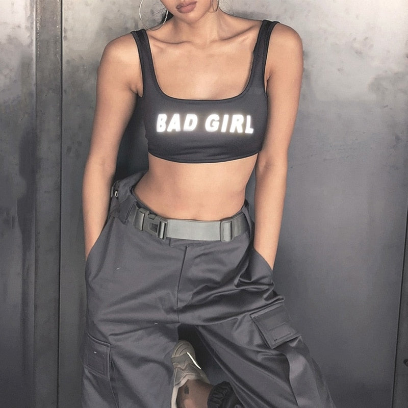 Women's Summer Cotton Reflective Tank Top "Bad Girl"