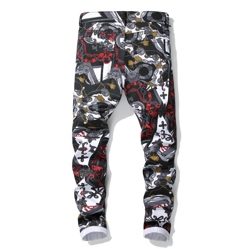 Men's Printed Straight Jeans