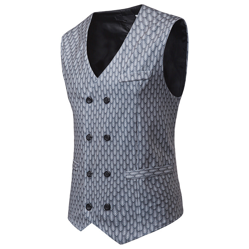 Men's Double Breasted Vest With Print