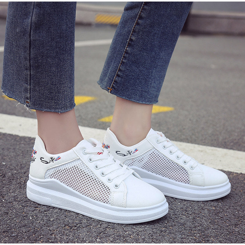 Women's Summer Breathable Mesh Embroidered Sneakers