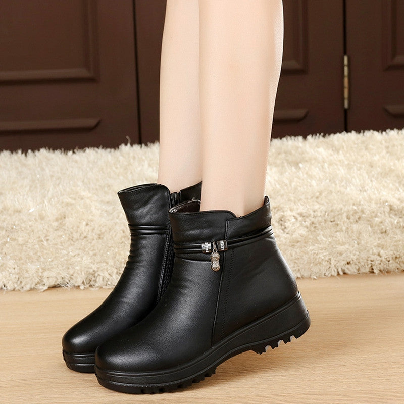 Women's Winter Genuine Leather Casual Snow Boots