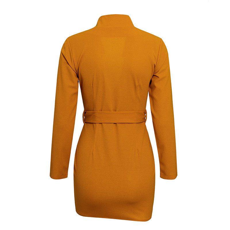 Women's Spring/Autumn V-Neck Cotton Sheath Short Dress