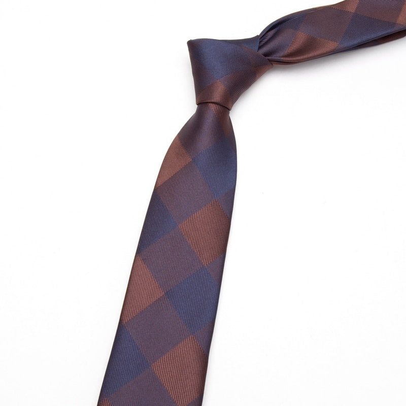 Men's Wedding Brown Plaid Tie