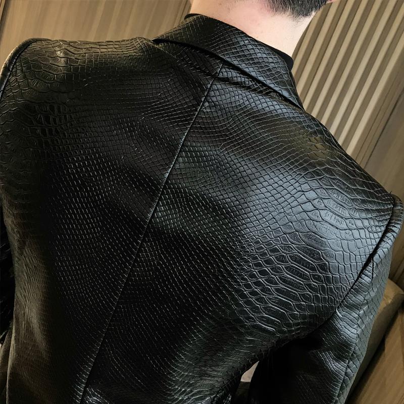 Men's Slim Fit Leather Blazer