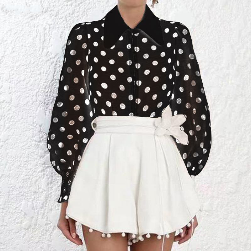 Women's Summer Casual Polyester Long-Sleeved Shirt With Print