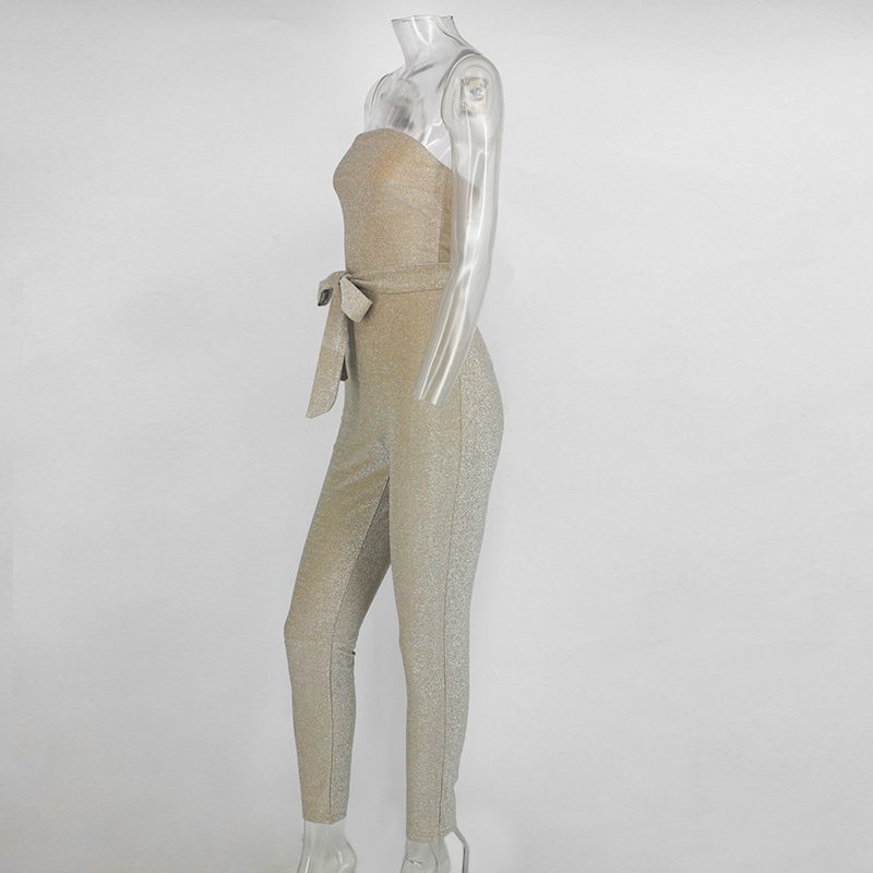 Women's Polyester Sheath Off-Shoulder Jumpsuit