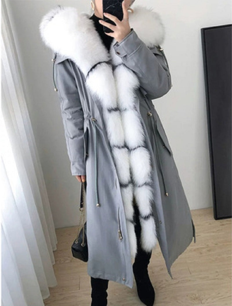 Women's Winter Hooded Long Parka With Fox Fur