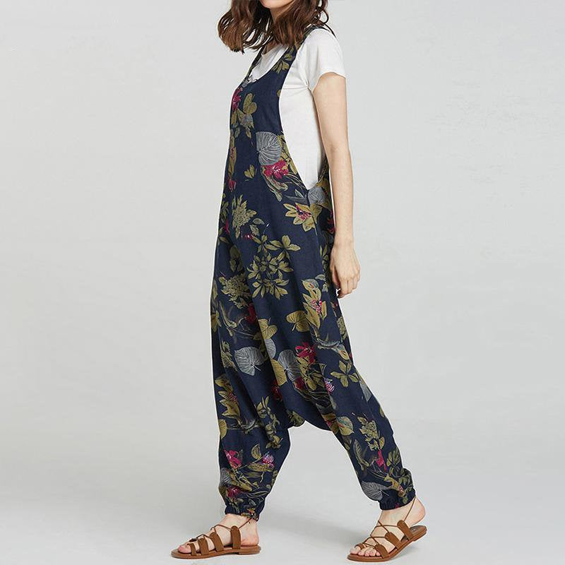 Women's Summer Linen Loose Floral Overall